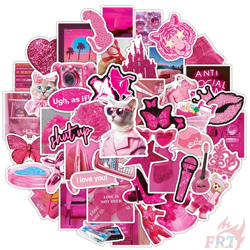 50Pcs/Set Pink Barbie Styles Art Series 02 Stickers DIY Fashion ...