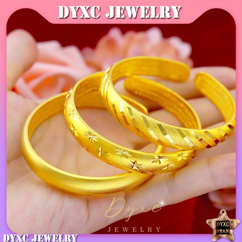 DYXC Jewelry 916 Gold Bangles for Woman High Quality Fashion Gold Bracelet Jewelry Lady Birthday Gift