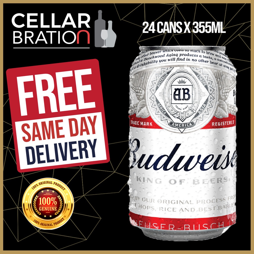 [BBD 25/10/2024] Budweiser Beer (24 cans X 355ml) [SAME DAY DELIVERY