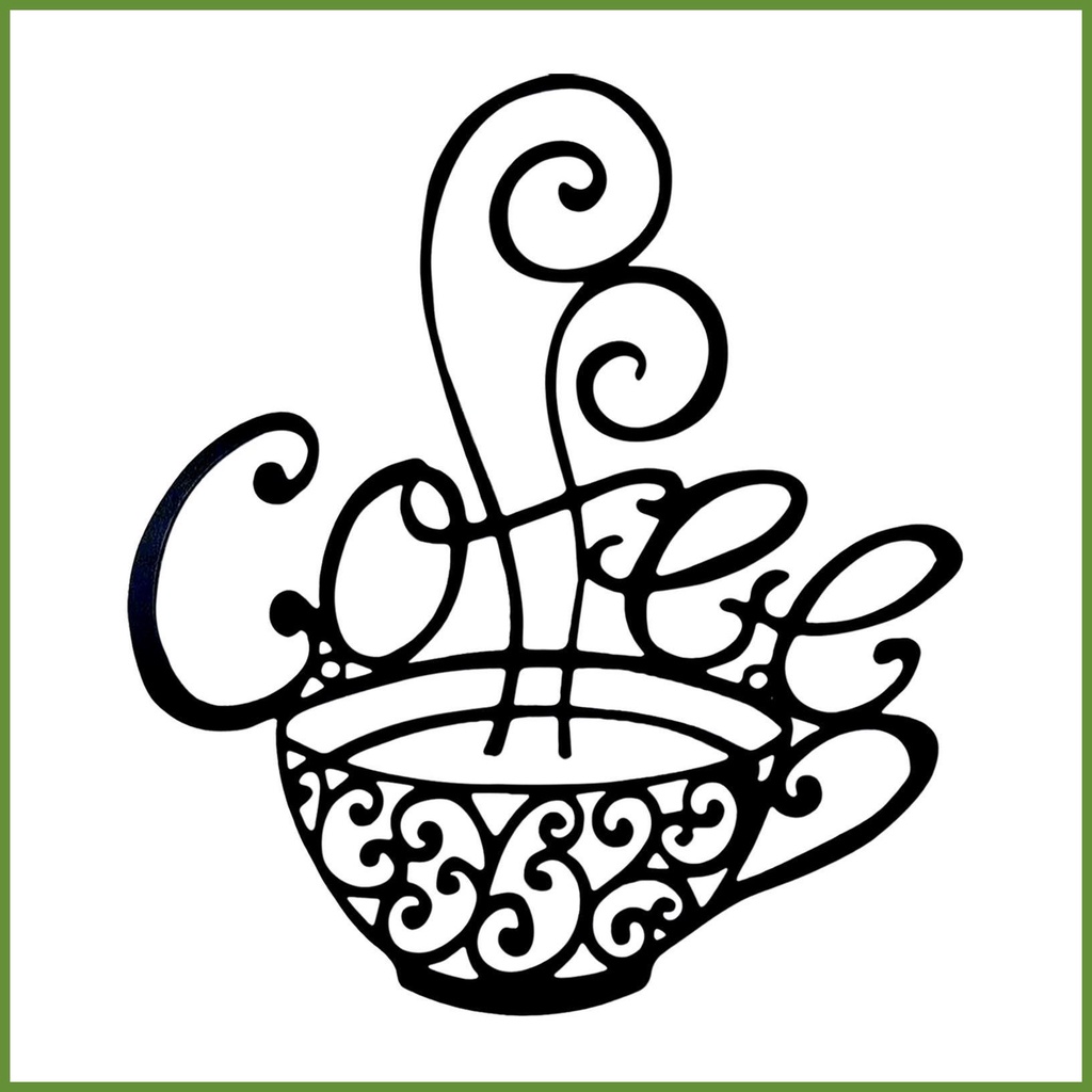 Black Metal Coffee Cup Wall Art Cup Mug Silhouette Black Coffee Sign