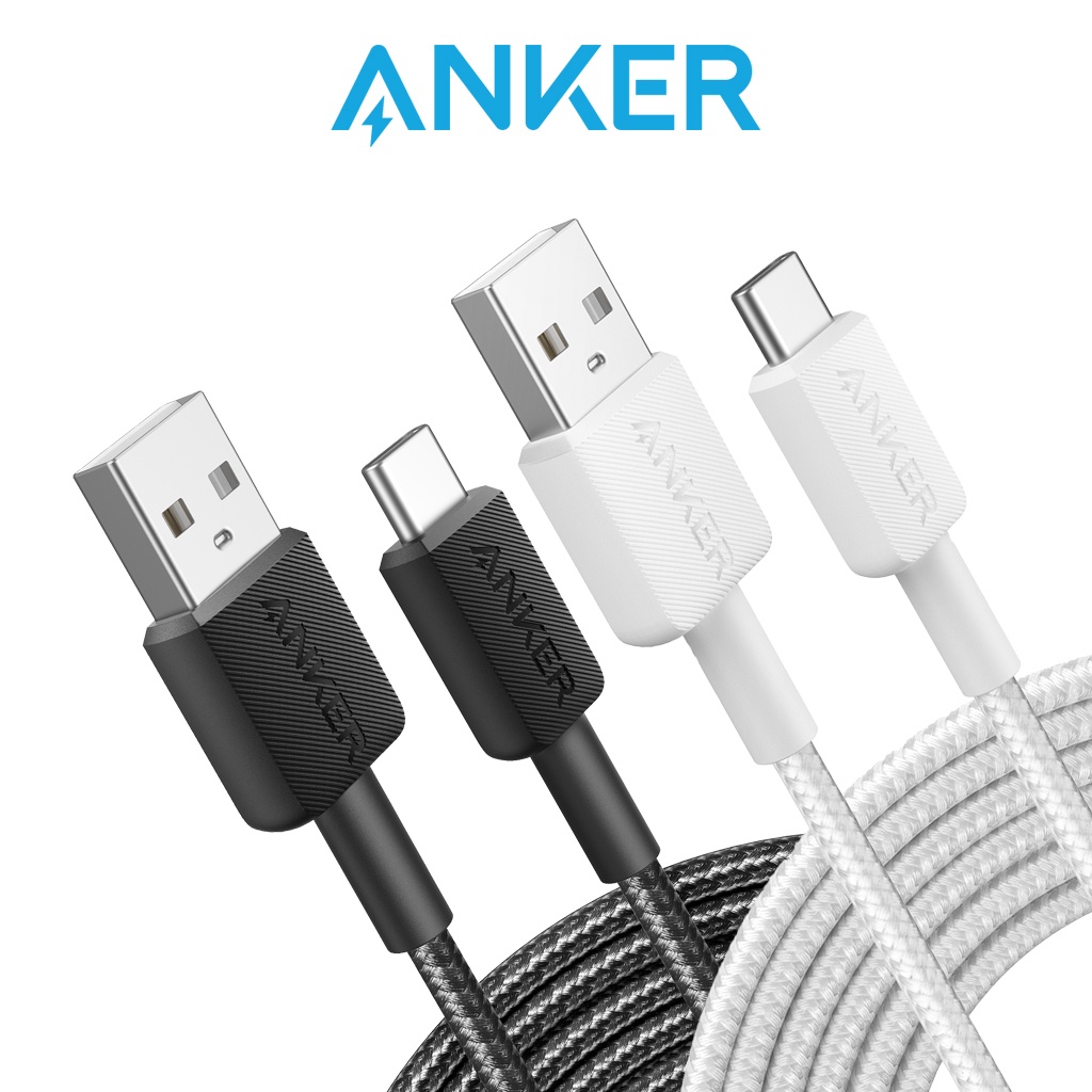 Anker 322 PowerLine USB-A to USB-C Braided Cable 10ft/3m USB 2.0 Fast Charging for USB-C Phones, Tablets & more (A81H7)