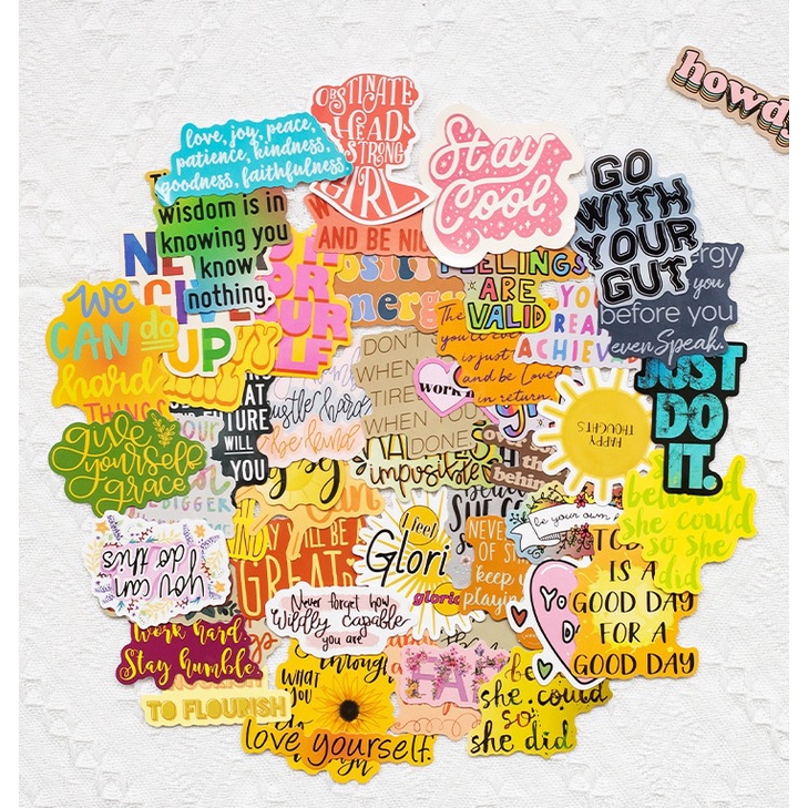 INSPIRATIONAL QUOTES 50 pcs Waterproof Non Repeating Stickers Pack ...