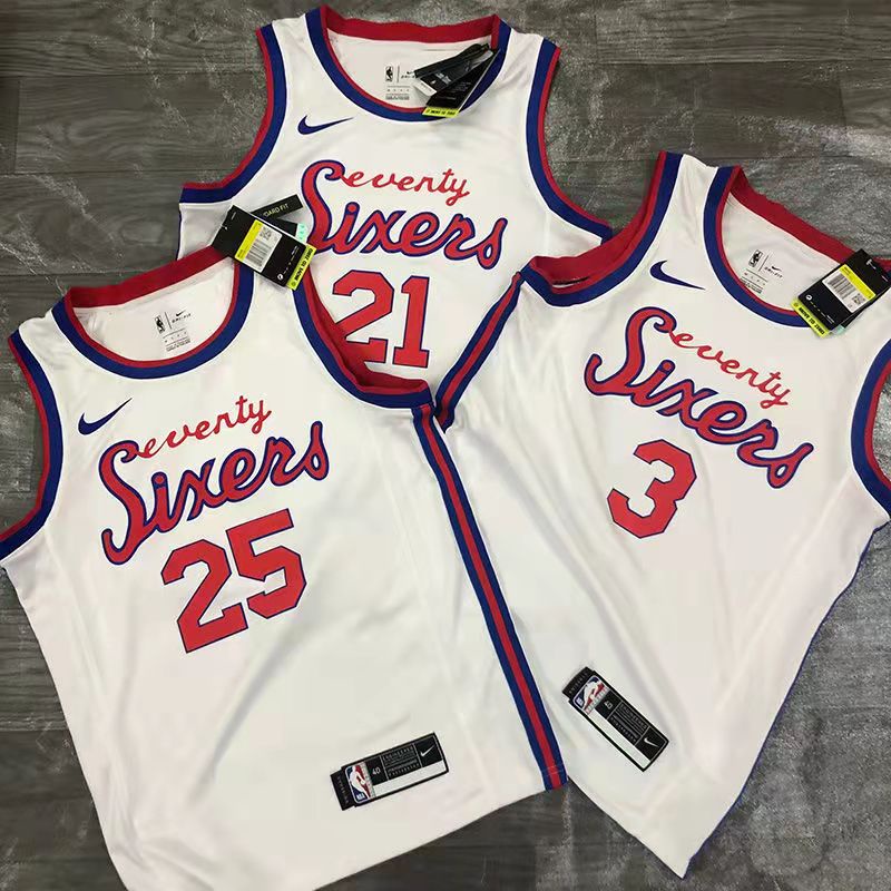 Maillot Philadelphia 76ers # 3 Allen Iverson Gold Series en bois dur Swingman classique pour