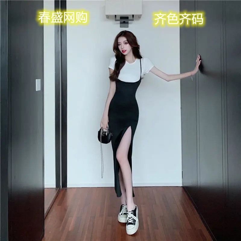 Sexy High Split Overknee Dress Design Sense Slim Fit Hip Spaghetti ...