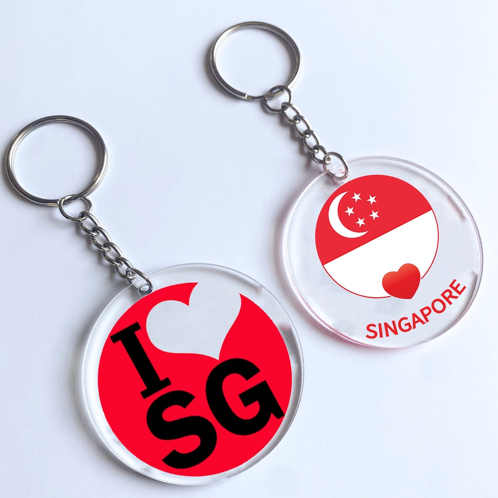 Singapore National Day Keychain Pendant I Love Singapore Key Chain