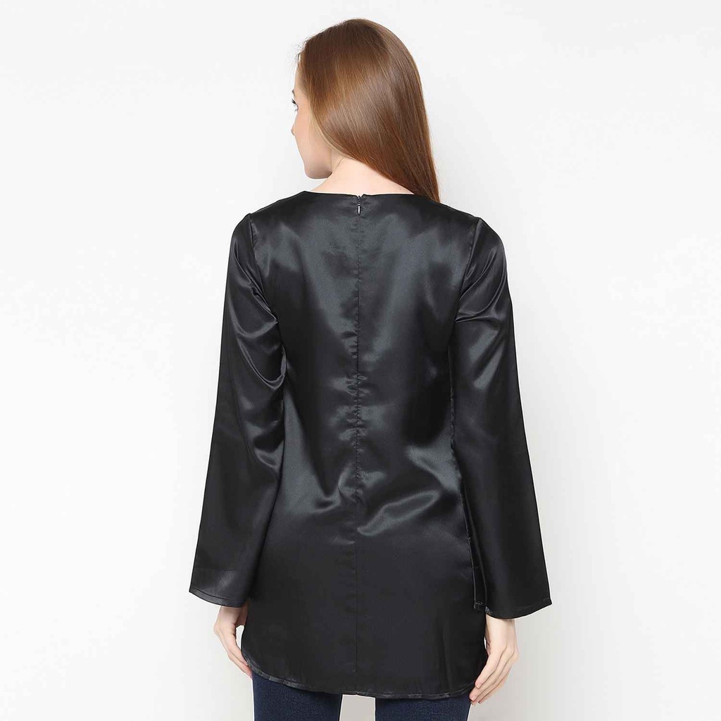 Mobile Power Ladies Long Sleeve Blouse - Black E8294 - Gambar 2