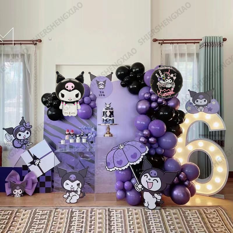 76pcs Kuromi Theme Party Balloons Kuromi Aluminium Foil Balloons Black