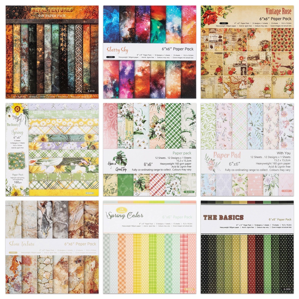 12 Sheets/Pack 15.2X15.2cm Paper Pad Single Sided Patterned Cardstock