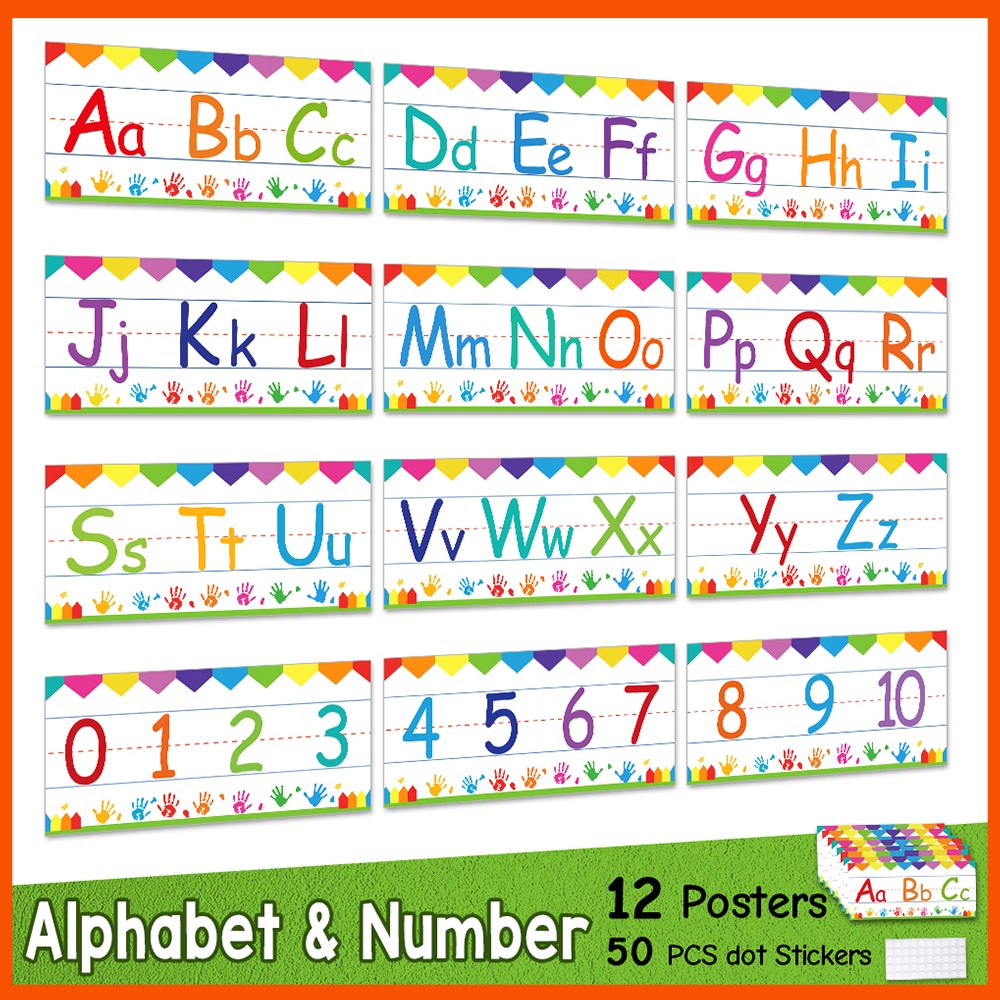 Alphabet & Numer Bulletin Board Strips Set Wall Strip Border for Pre ...