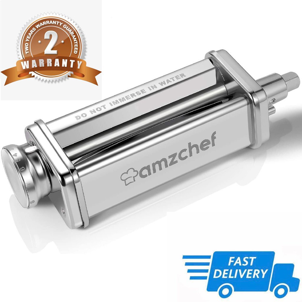 AMZCHEF Pasta Maker Attachment 3 in 1 Set for KitchenAid Stand Mixer with Pasta  Dryer Rack & Cleaning Brush, Pasta Sheet Roller Spaghetti & Fettuccine  Cutter 