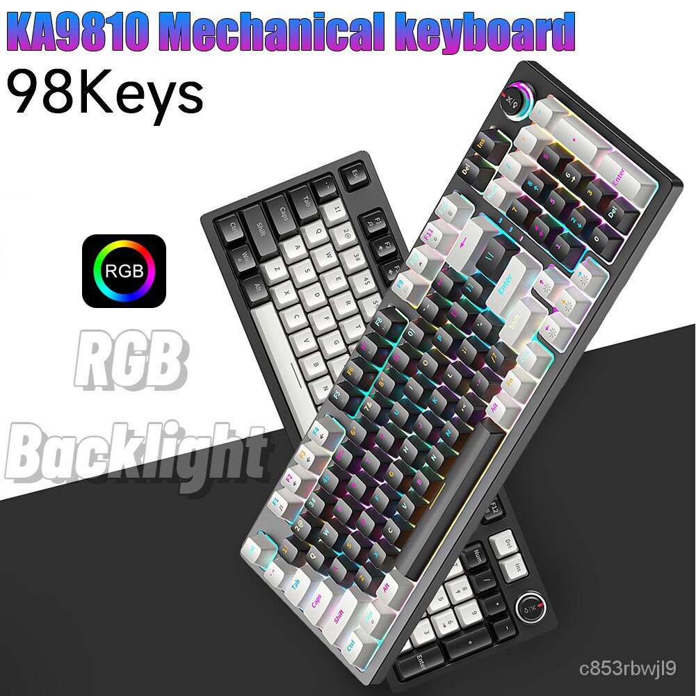 KA98 Gaming Mechanical Keyboard 98 Keys RGB Backlit HotSwappable