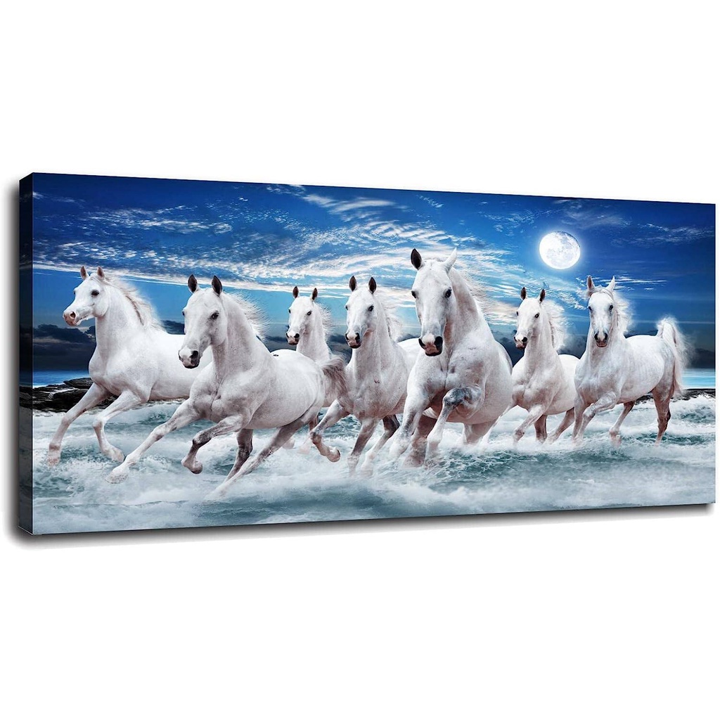 Seven White Horses Running Horses Art Wall Art Canvas Prints Poster For ...