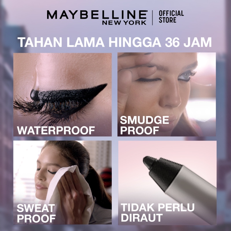 MAYBELLINE OFFICIAL Line Tattoo Crayon Pen Liner - Eyeliner Makeup Black Waterproof Tahan Air Long Lasting - Gambar 3