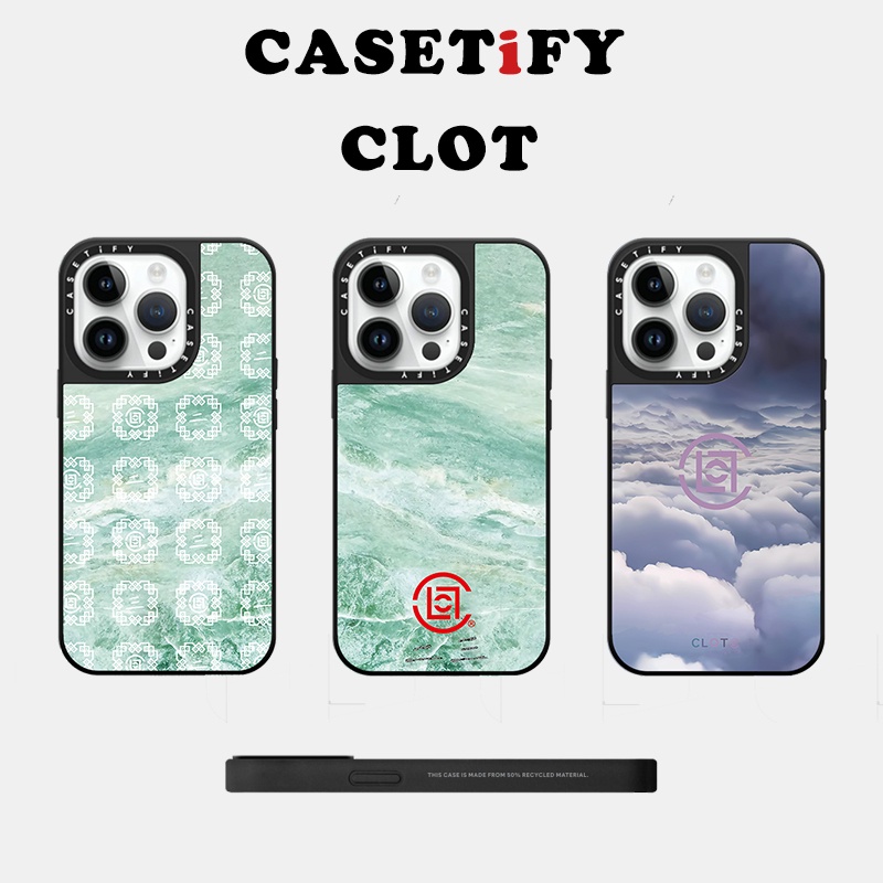 CASETiFY X CLOT Mirror Casing Apple IPhone 12 13 14 Pro Max Hard Back Case Cover With Box Carving logo Sideband character