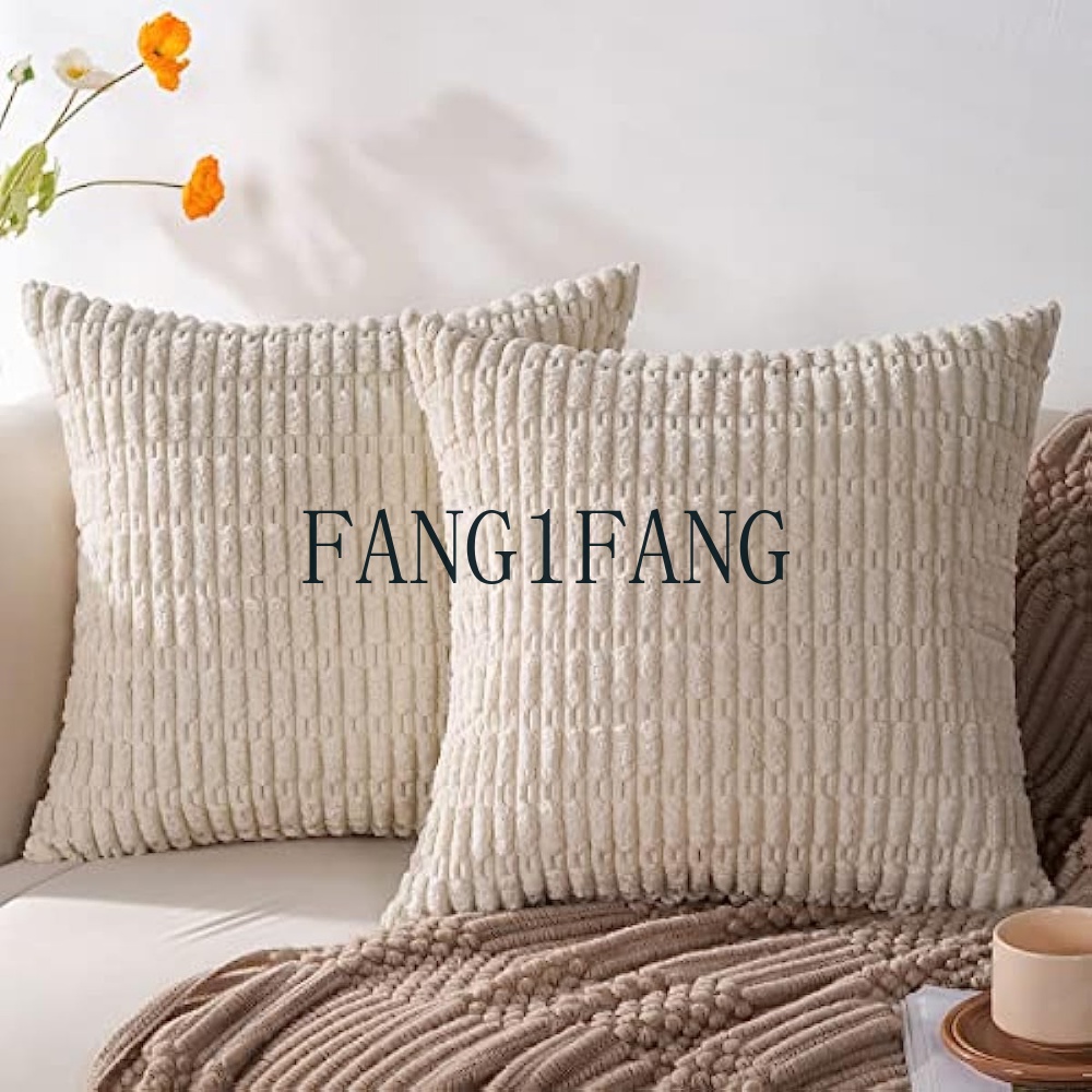 Decorative Throw Pillow Covers 18x18 Inch Soft Striped Corduroy Square Pillows Covers Cushion Covers for Couch Sofa Living Room Rustic Modern Farmhouse Home Decor Cream White Shopee Singapore