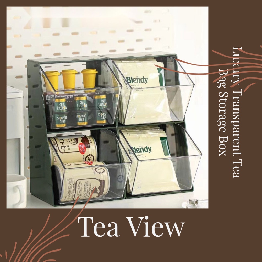 Pantry Tea bag storage box Transparent tea bag holder Light luxury tea