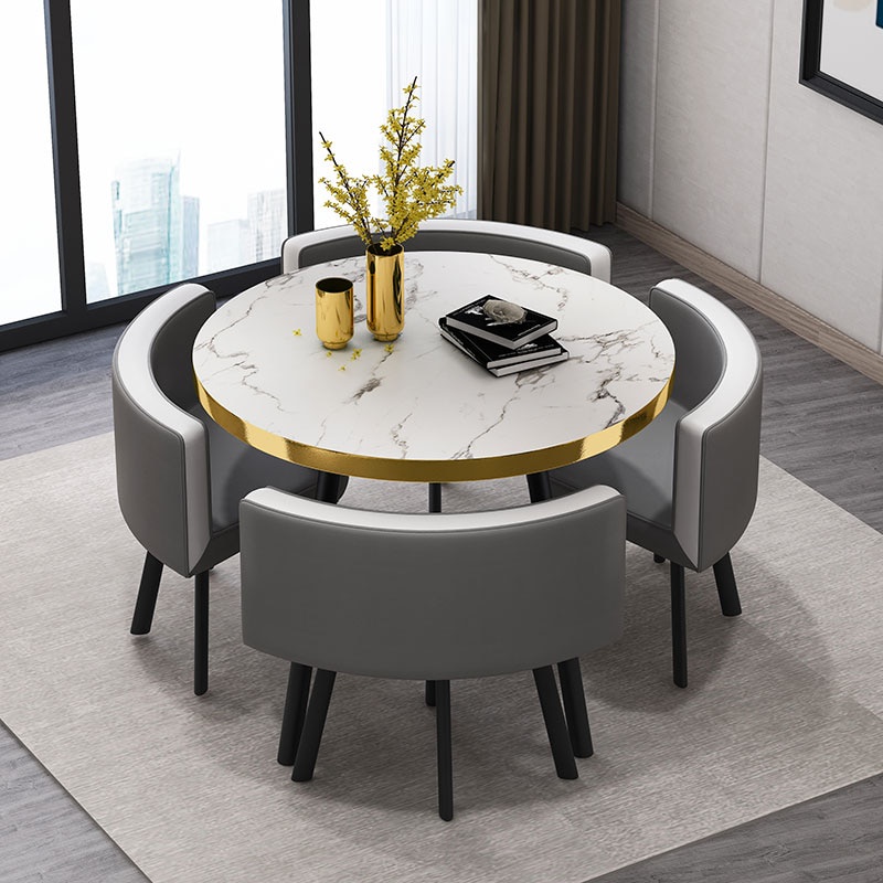 【SG stock】Dining table set Marble Round Dining Tables Set 4 Chairs ...