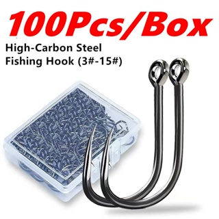 100PCS Fishing Hook 7384 Stainless Steel Carbon Chemically