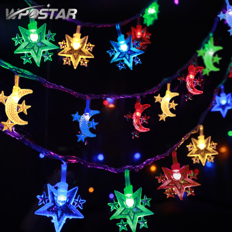 20LED Star Moon Fairy Lights Star Light String LED Bright Xmas Tree ...