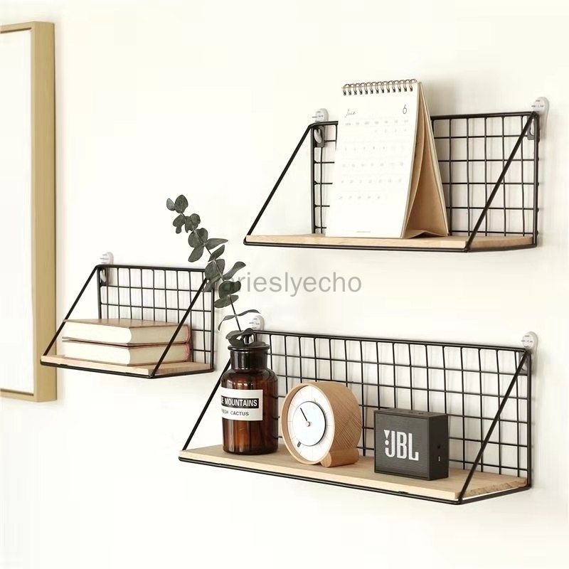 Floating Shelf, Rustic Solid Wood No Drill Floating Shelves Wall ...