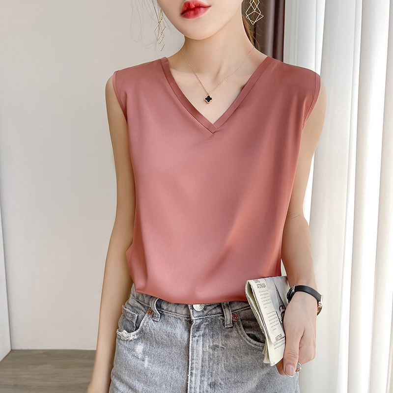 Women's Sleeveless Hollow Out V Neck Tank Top – Sexy Backless Summer Blouse, Cotton Spandex (S, Pink)