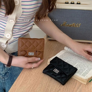 New Korean Lozenge Zipper Short Wallet Women Mini Slim Leather