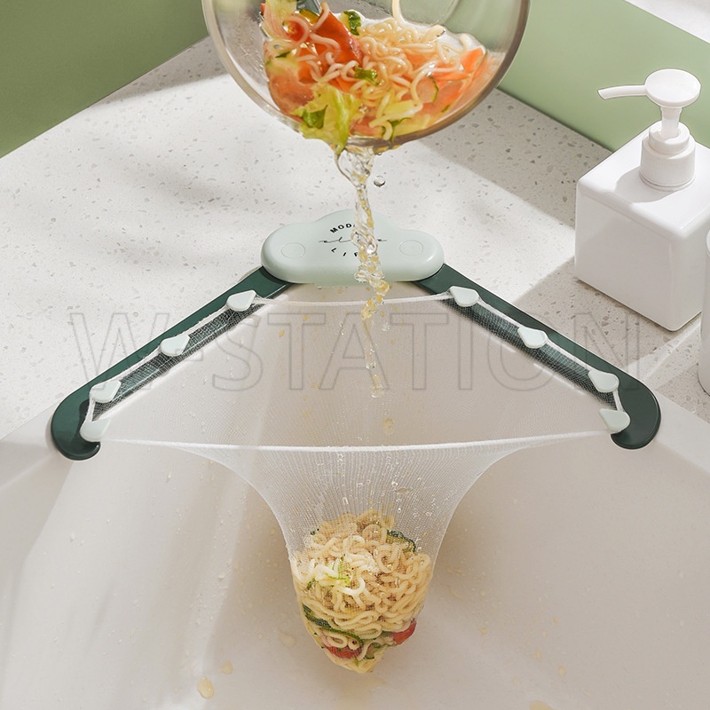 Sink Corner Triangle Filter Rack Garbage Drainage Mesh Bag Rack ...