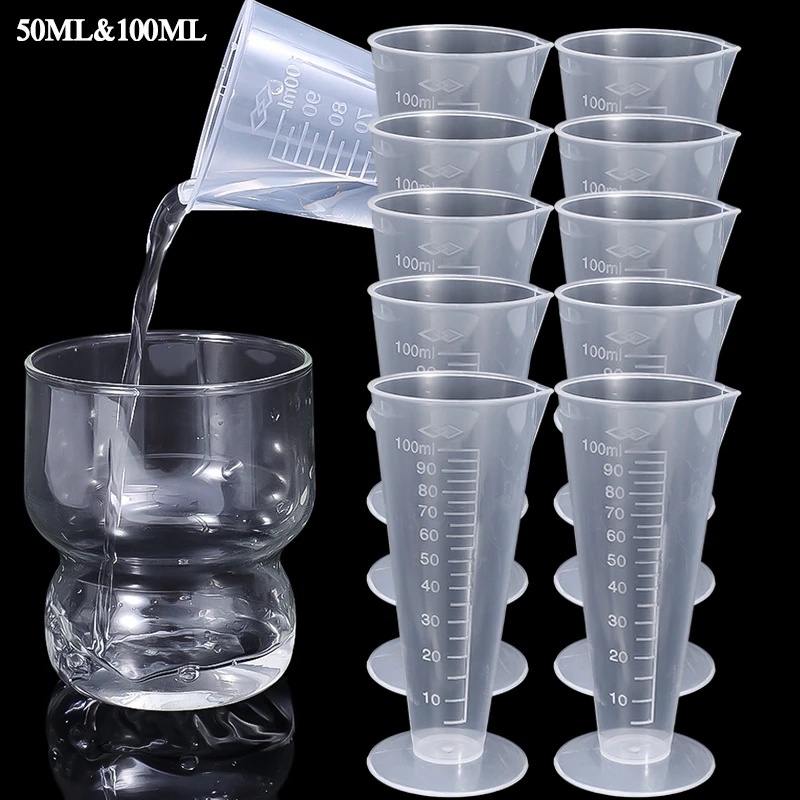 50/100ML Transparent Triangular Measuring Cup Clear Plastic Graduated ...