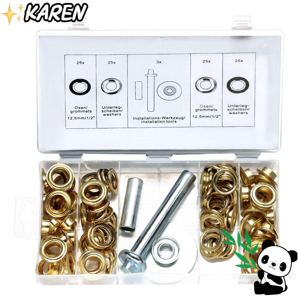 KAREN 103pcs 1/2 inch Hole Punch Tarp Repair Kit Heavy Duty Brass