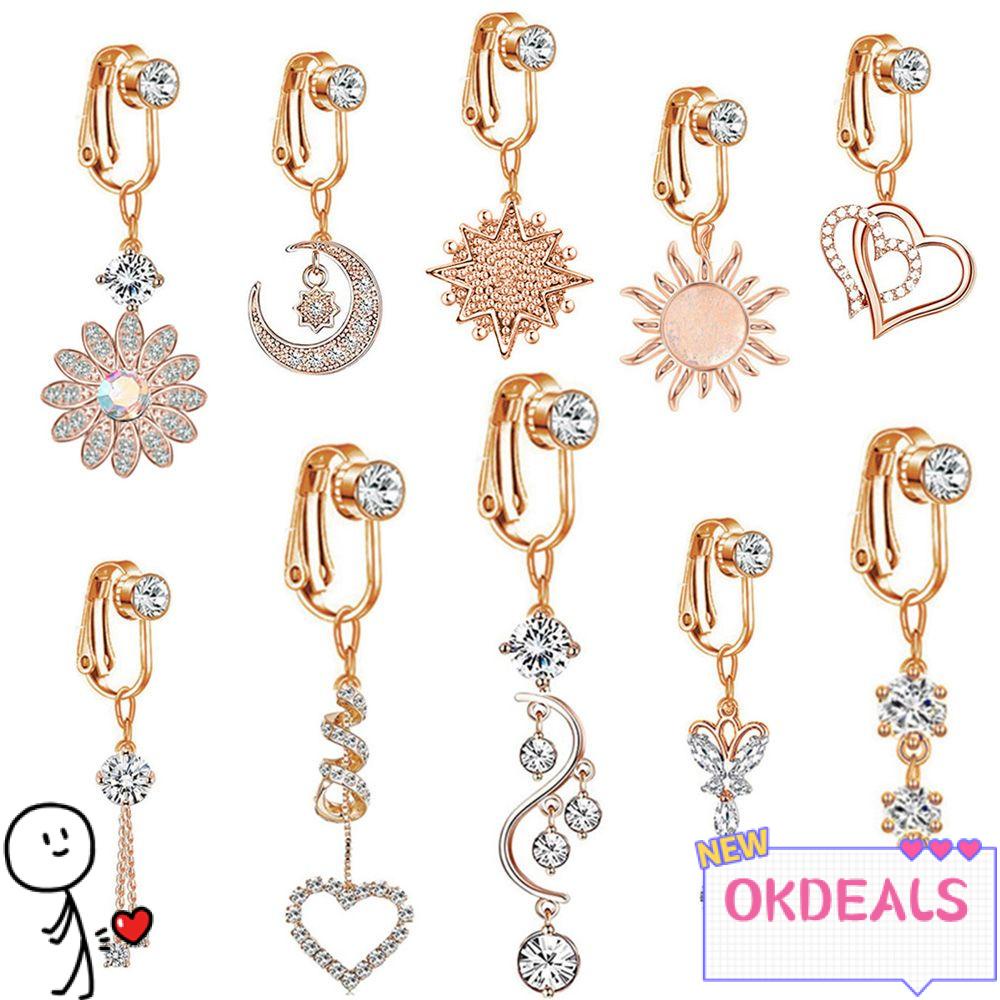 OKDEAL Fake Belly Rings Clip On Umbilical Navel Rings Faux Piercing