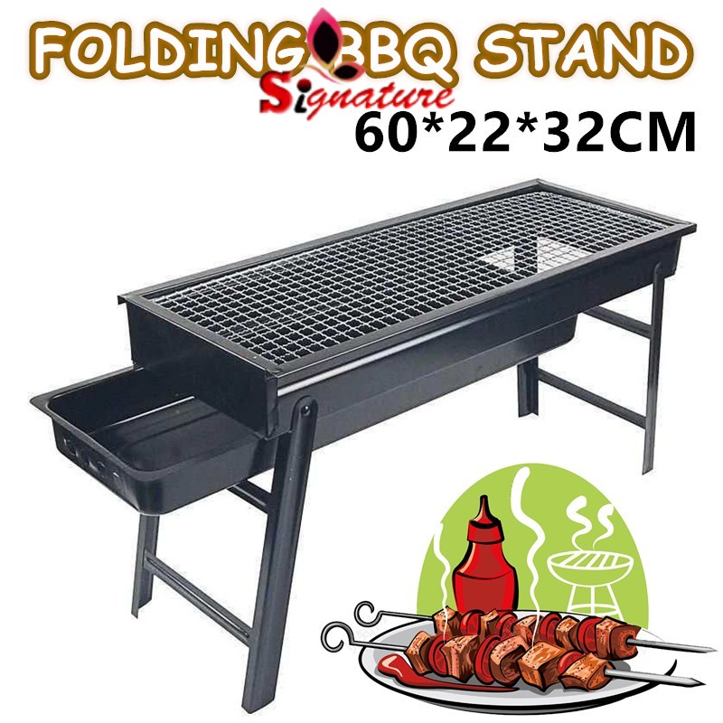 Portable 60CM BBQ Grill Stand With Charcoal Drawer Foldable Outdoor ...