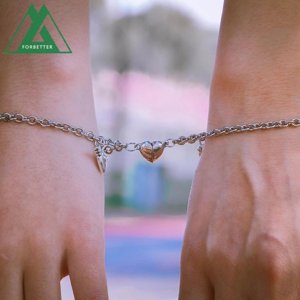 FORBETTER Korean Couple Bracelet Gift Magnet Attraction Heart