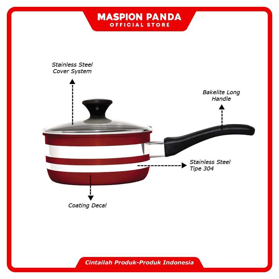 Maspion Panci Stainless Steel Colouris Saucepan Tutup Kaca 16 cm - Gambar 3