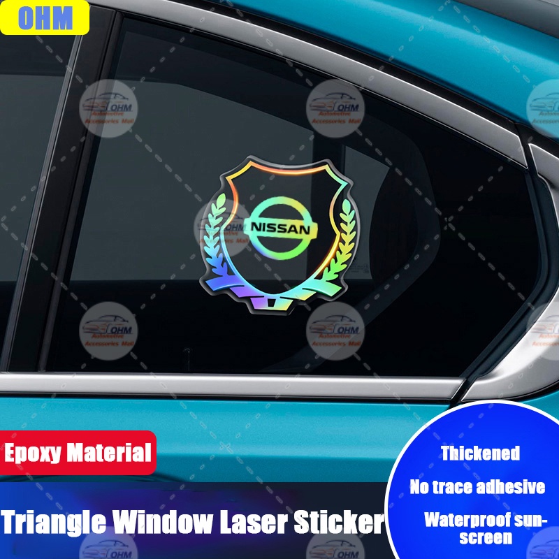 Reflective Sticker For Nissan Car Colorful Laser Stickers Triangle Window Body Waterproof Sunscreen Decals Car Logo Refit Decal For Nismo X-trail Alme