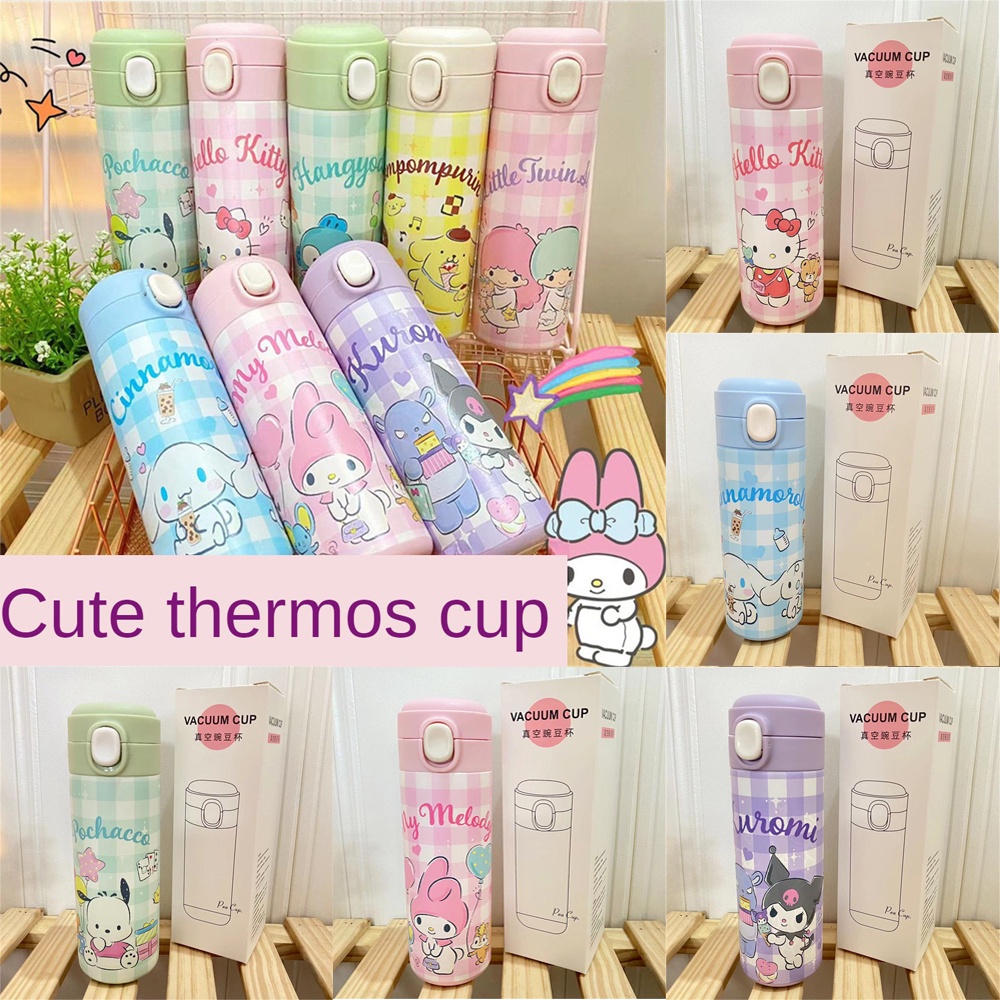 Sanrio Thermos Stainless Steel 420ml Vacuum Water Cup Kuromi Cinnamoroll Melody Pompom Purin