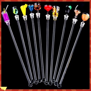 6Pcs glass spoon stirrer Coffee Stirrers Reusable Glass Cocktail Stirrers