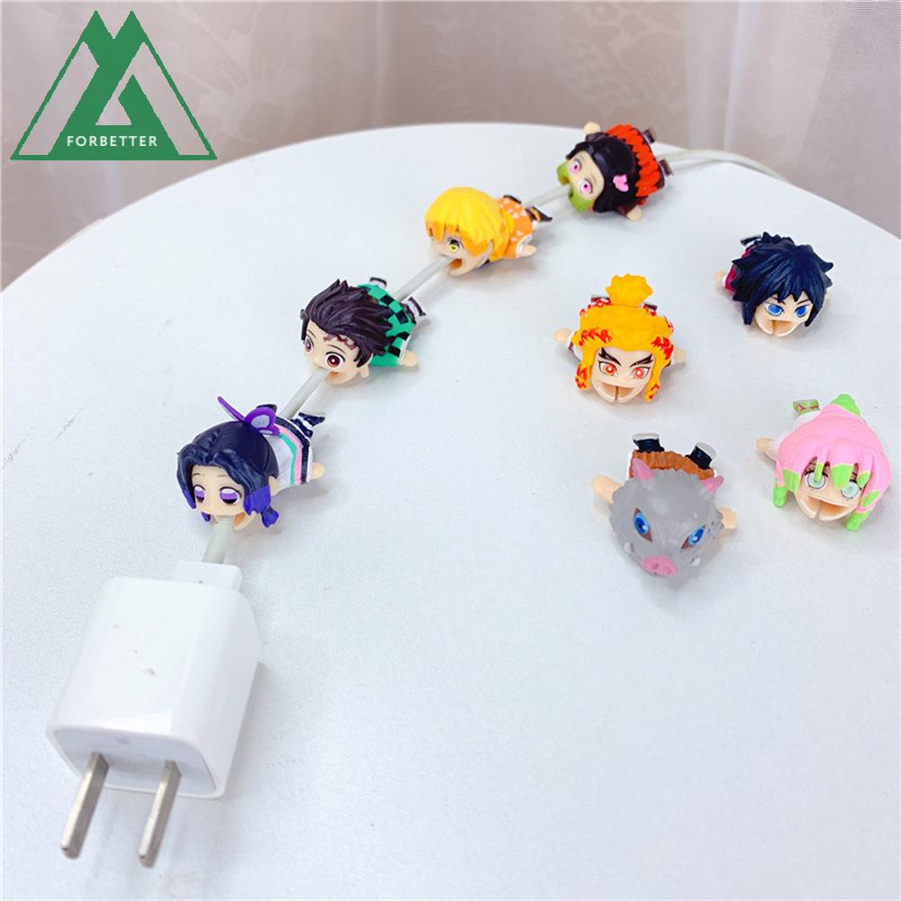 PREVATT Mobile Phone Cables Demon Slayer for Phone Cable Organizer Cable Protector Kamado Tanjirou Kimetsu No Yaiba Anime Cable Winder Usb Cable Kamado Nezuko Cord Protector