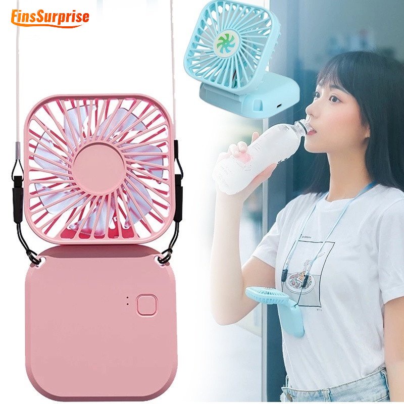 (Lanyard + Cable)3 In 1 Handheld Mini Folding Fan /Power Bank 5000mah