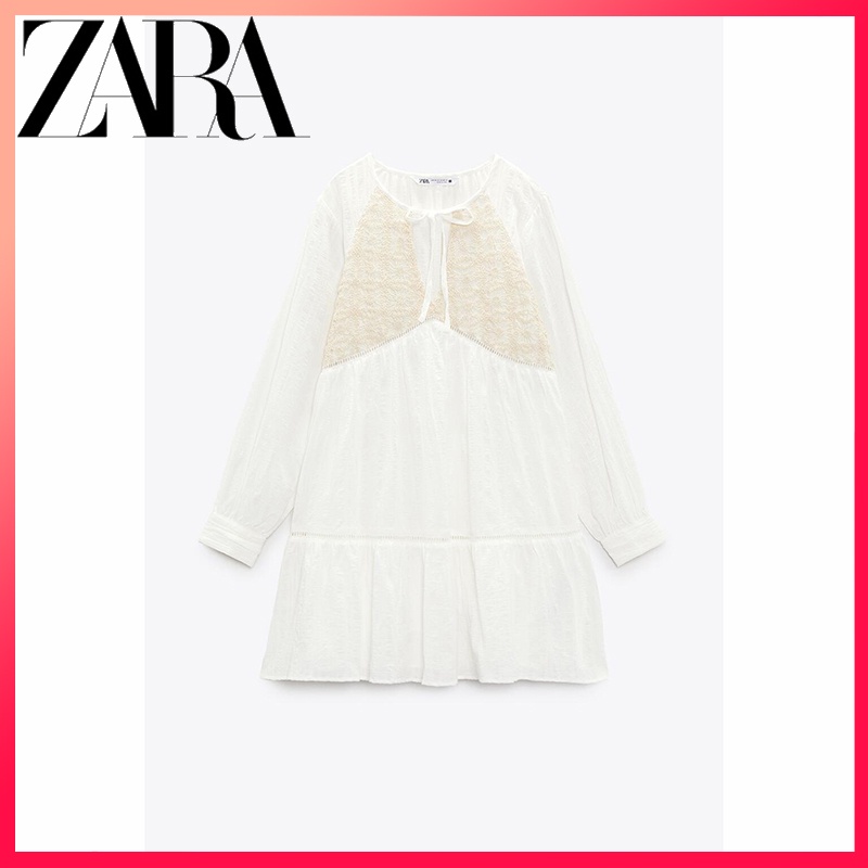 ZARA new women's clothing crochet stitching dress