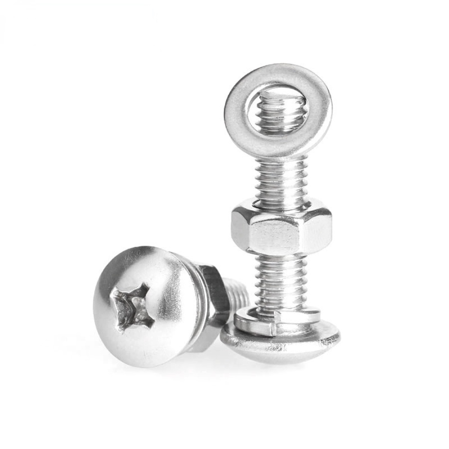 [Quick Shipment] 304 Stainless Steel Round Head Screw Nut Washer Combination Set Phillips Large
