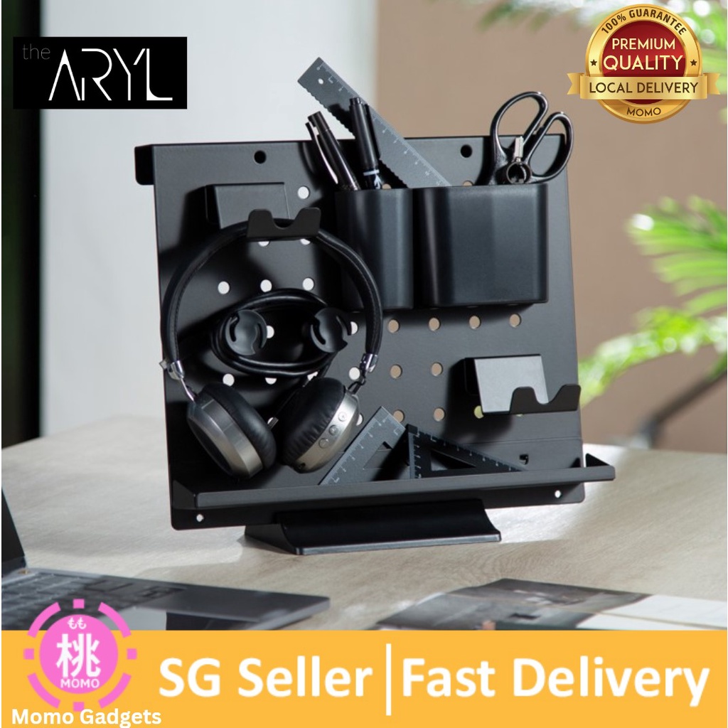 the Aryl Aluminum Desk Organizer, Modular Pegboard w/ Holder, Cable