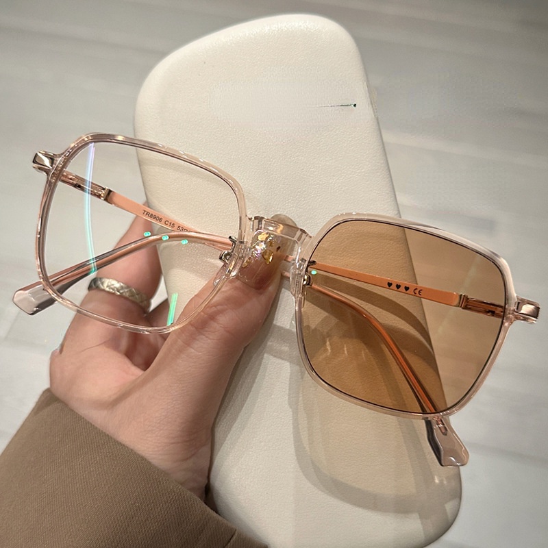 0 400 New large frame discolored myopia glasses for women