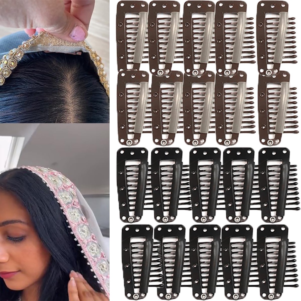 20Pcs Chunni Clips with Safety Pins Black Chunni Dupatta Clip with ...