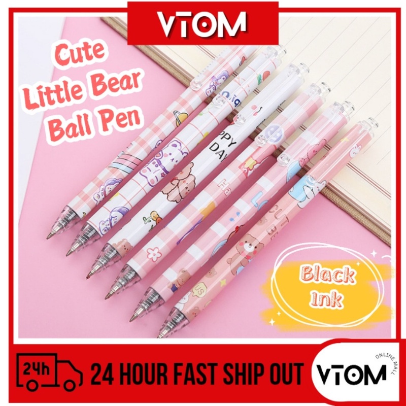 VTOM 1pc 0.5mm Black Ink Little Bear Cartoon Pen Cute Ballpoint Pen Gel ...