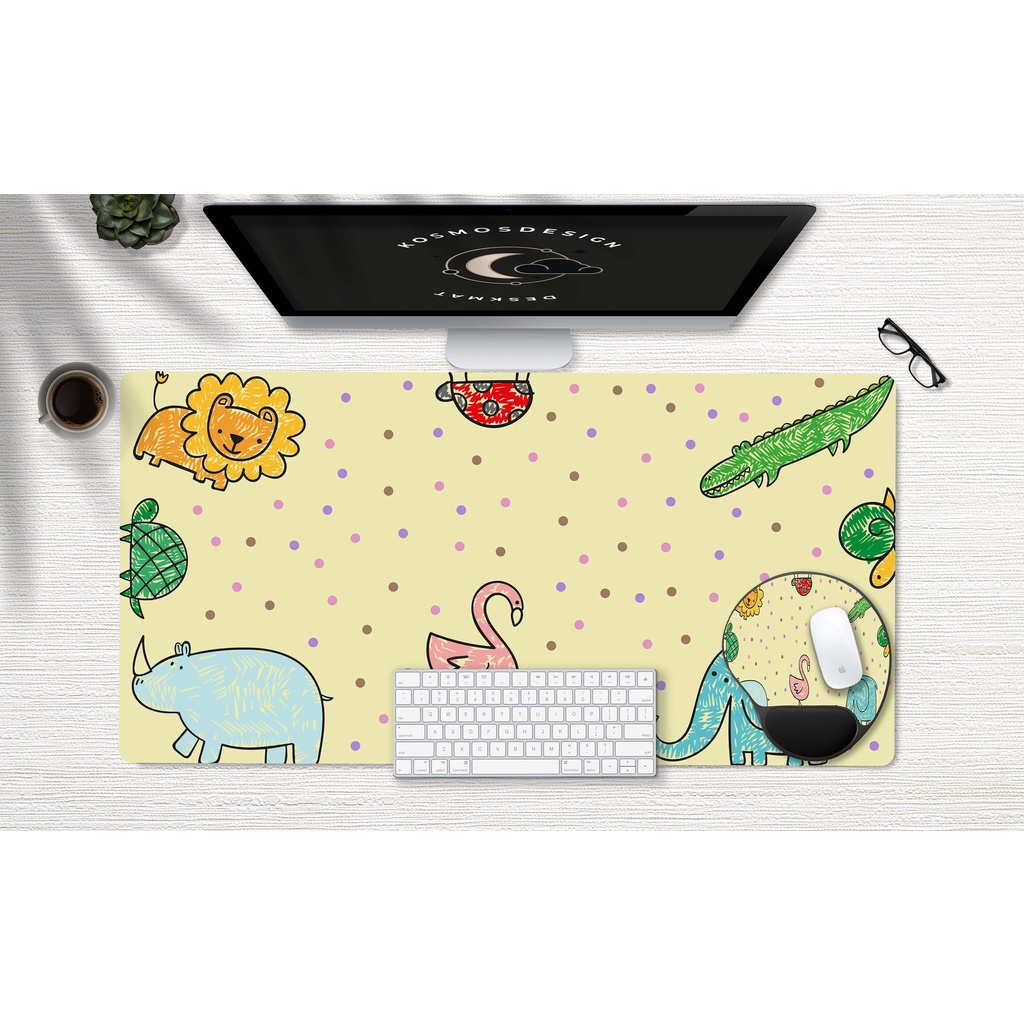 Cute Animal Desk Mat, Yellow Desk Mat, Cute Desk Pad, Kids Desk Decor, Kawaii Desk Accessories