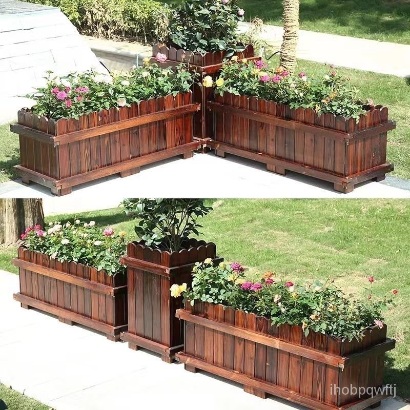 Reinforced Antiseptic Wood Flower Box Light Luxury Outdoor Terrace