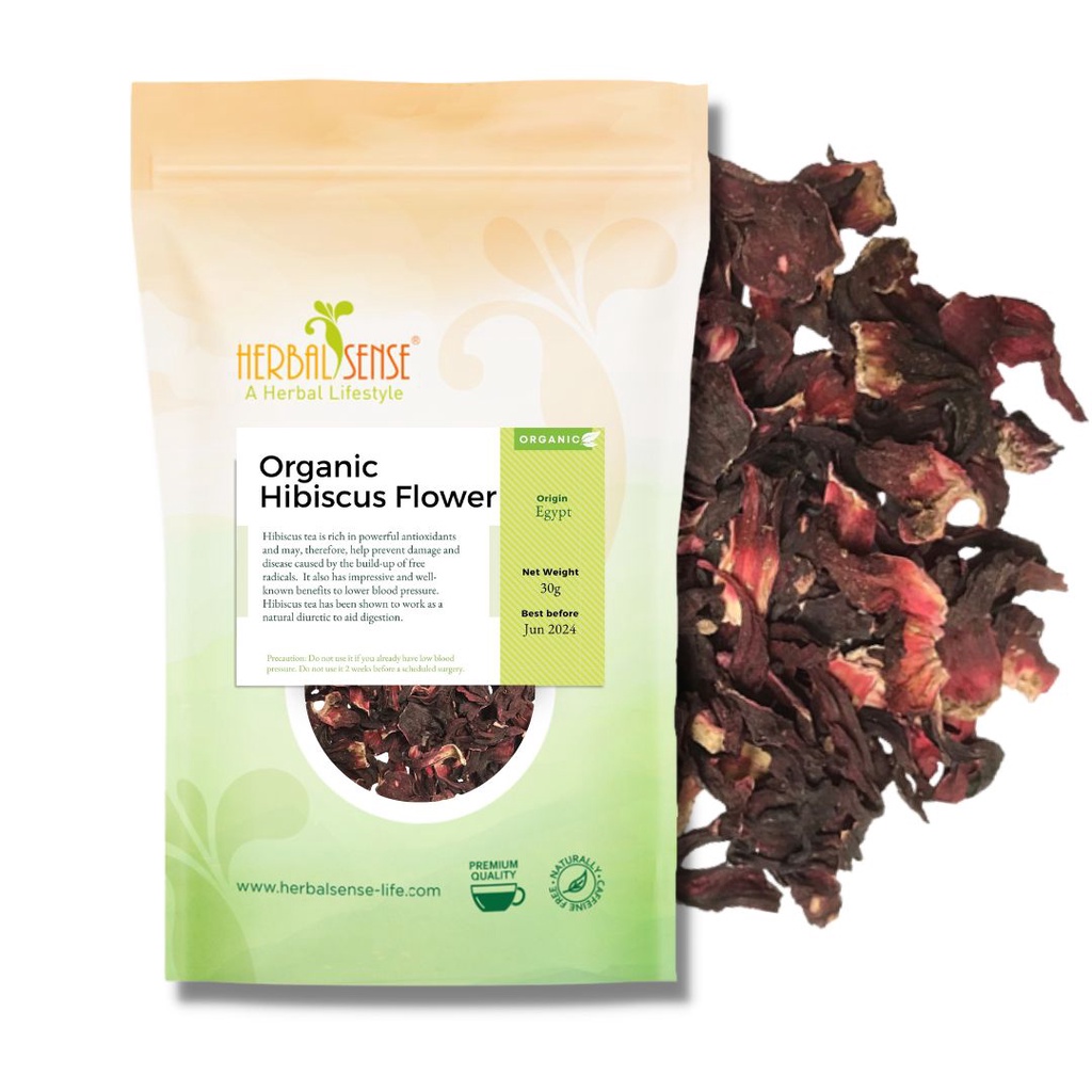 Herbal Sense Organic Hibiscus Flower Tea Authentic from Egypt Lower Cholesterol High Blood