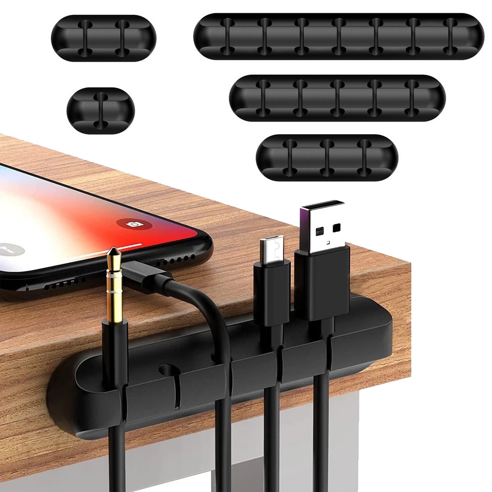 Cable Holder Clips Cable Cord Wire Organizer Silicone USB Cable Winder ...