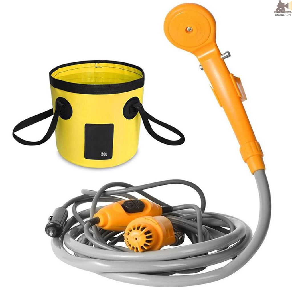 SnakPortable Camping Shower Outdoor 12V Shower Pump with 20L