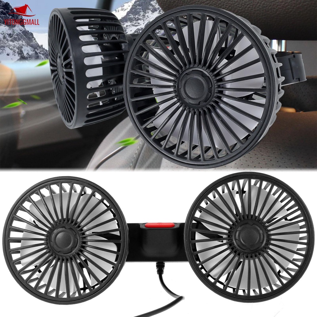 Car Seat Fan 3 Speeds Adjustable Car Headrest Cooling Air Fan USB Power Portable